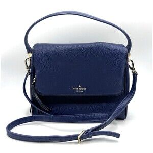 Kate Spade Miri Chester Street Handle Crossbody Bag Pebbled Leather Blue Flap